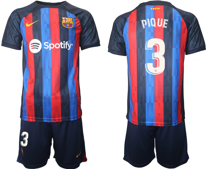 2022-2023 Barcelona 3 PIQUE home jerseys Suit