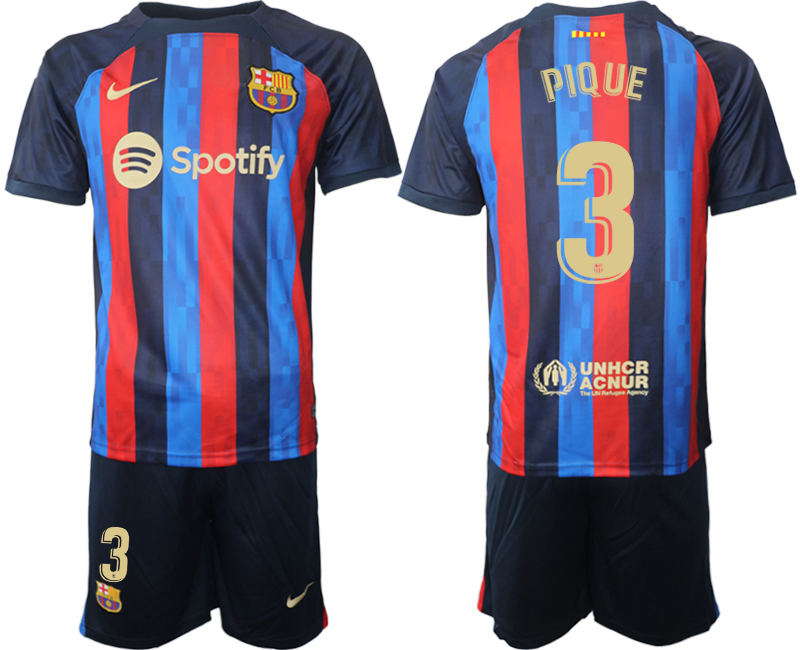 2022-2023 Barcelona 3 PIQUE home jerseys Suit