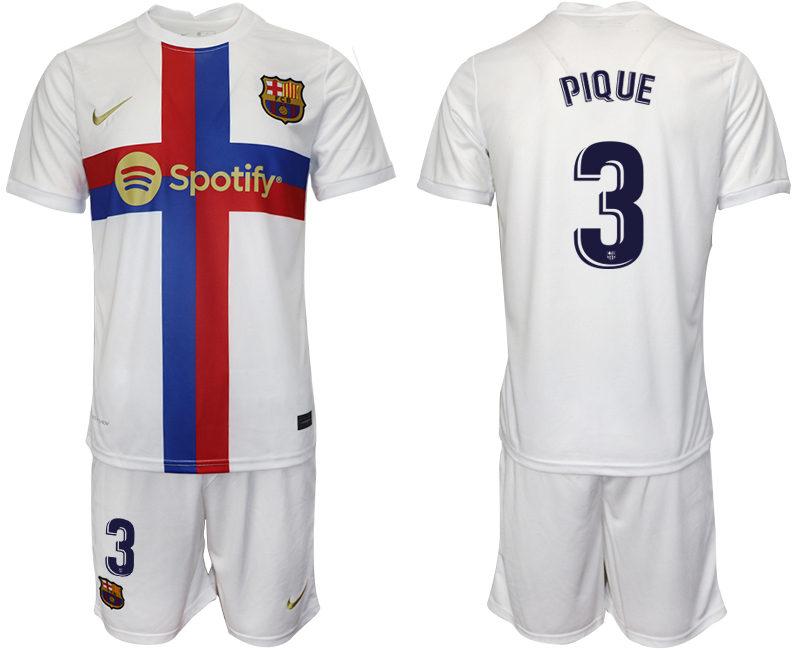 2022-2023 Barcelona 3 PIQUE white away jerseys Suit