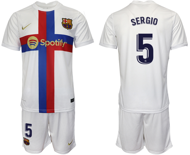 2022-2023 Barcelona 5 SERGIO white away jerseys Suit