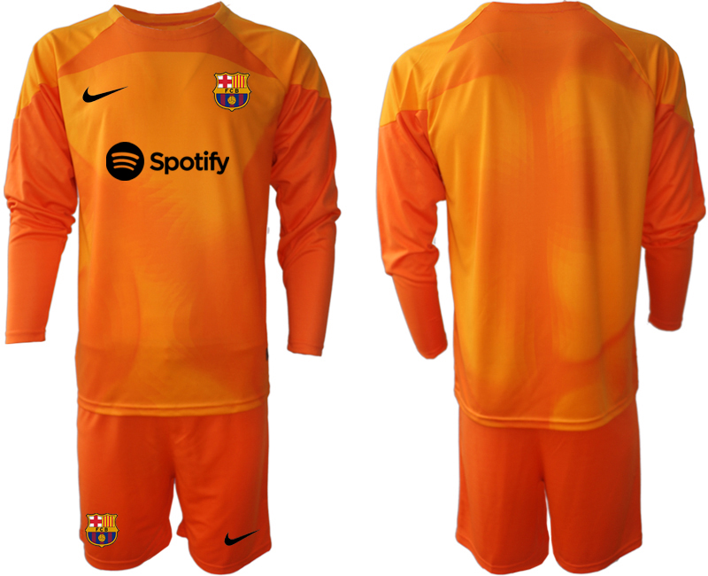 2022-2023 Barcelona Blank Orange red goalkeeper long sleeve jerseys Suit