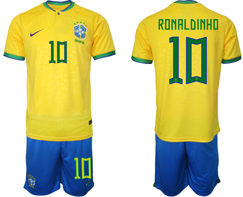 2022-2023 Brazil 10 RONALDINHO home jerseys Suit