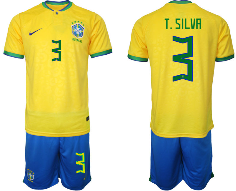 2022-2023 Brazil 3 T.SILVA home jerseys Suit