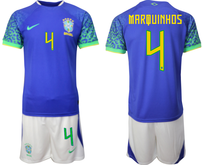 2022-2023 Brazil 4 MARQUINHOS away jerseys Suit