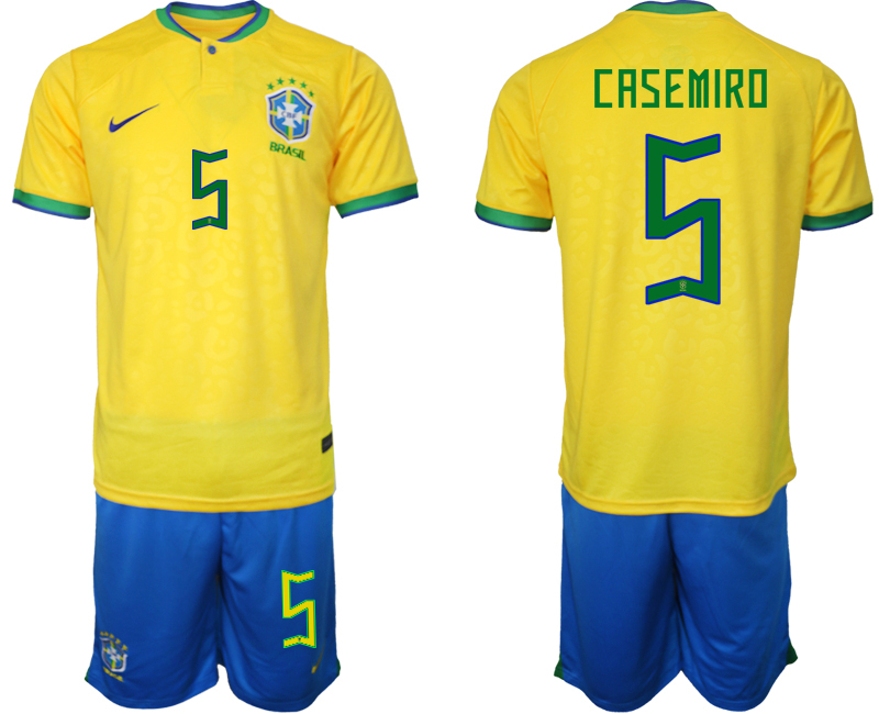 2022-2023 Brazil 5 CASEMIRO home jerseys Suit