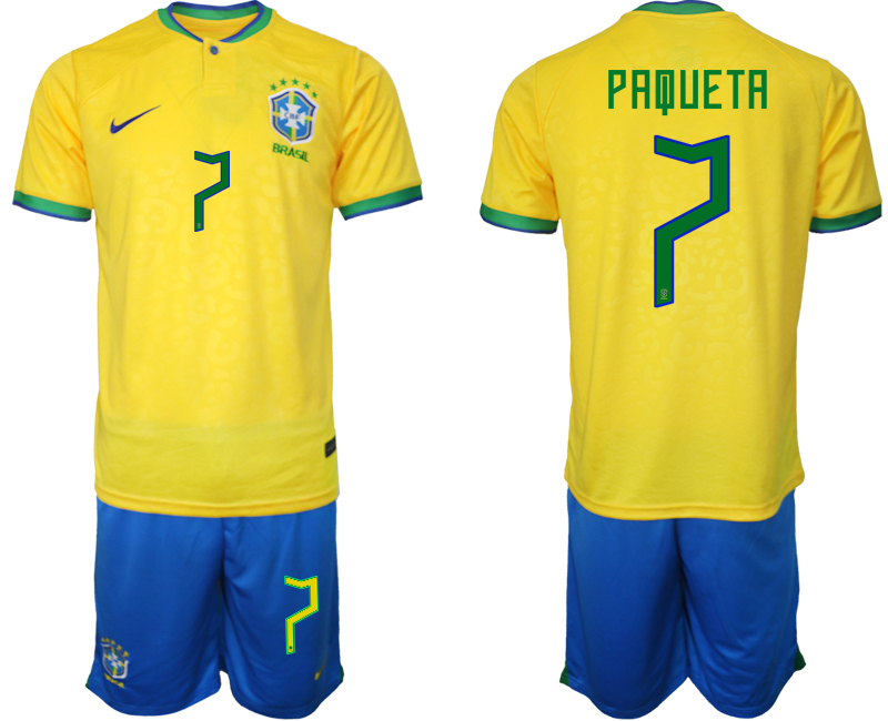 2022-2023 Brazil 7 PAQUETA home jerseys Suit