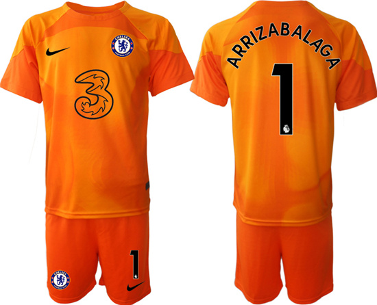 2022-2023 Chelsea FC 1 ARRIZABALAGA Orange red goalkeeper jerseys Suit