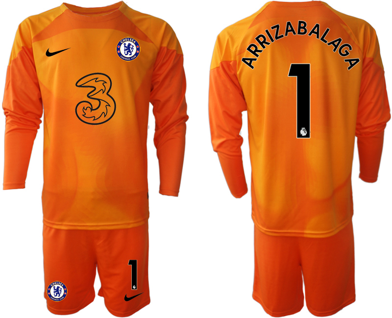 2022-2023 Chelsea FC 1 ARRIZABALAGA Orange red goalkeeper long sleeve jerseys Suit