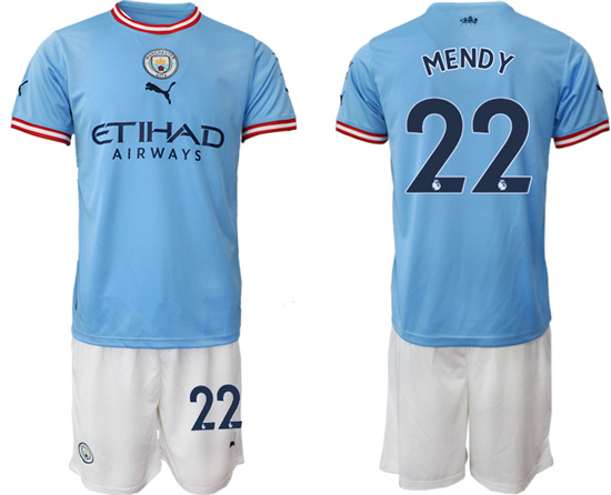 2022-2023 Manchester City 22 MENDY home jerseys Suit