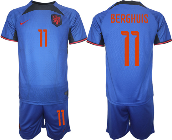 2022-2023 Netherlands 11 BERGHUIS away jerseys Suit