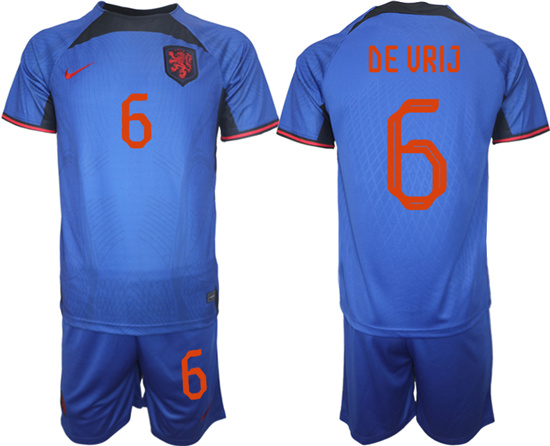 2022-2023 Netherlands 6 DE VRIJ away jerseys Suit