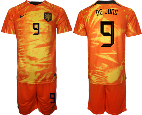 2022-2023 Netherlands 9 DE JONG home jerseys Suit2