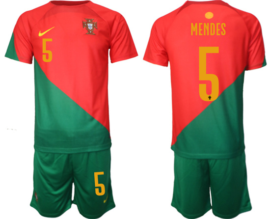 2022-2023 Portugal 5 MENDES home jerseys Suit