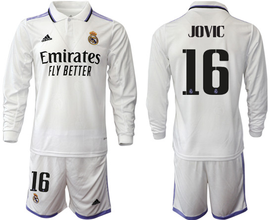 2022-2023 Real Madrid 16 JOVIC home long sleeve Jerseys suit