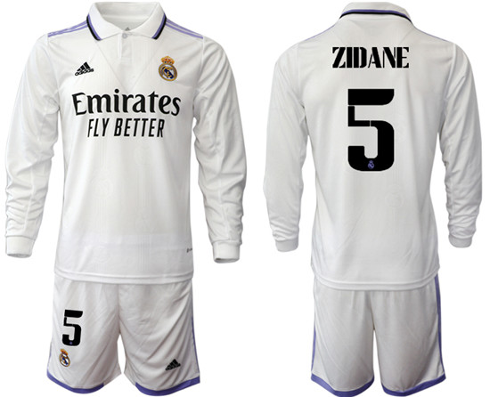 2022-2023 Real Madrid 5 ZIDANE home long sleeve Jerseys suit