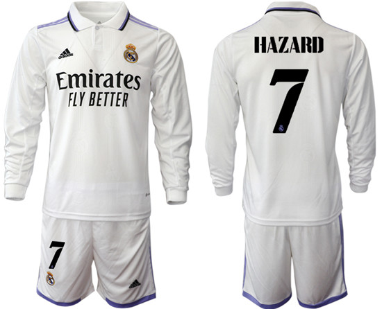 2022-2023 Real Madrid 7 HAZARD home long sleeve Jerseys suit