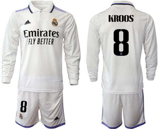 2022-2023 Real Madrid 8 KROOS home long sleeve Jerseys suit