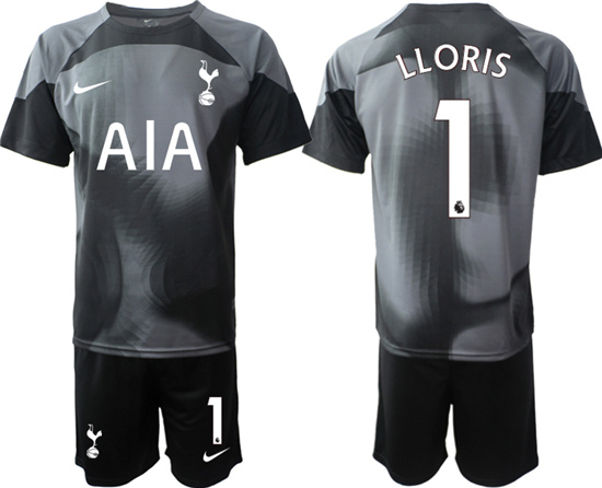 2022-2023 Tottenham Hotspur 1 LLORIS black goalkeeper jerseys Suit