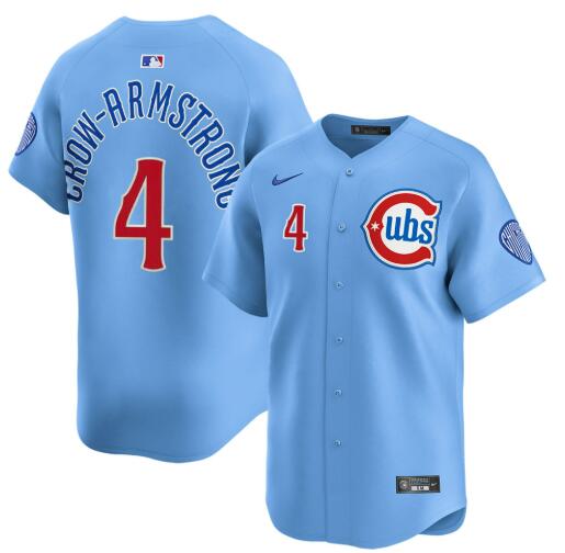 Men's Pete Crow-Armstrong Chicago Cubs #4 Baby Blues Alternate Limited Jersey by NIKE