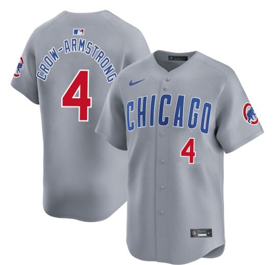 Men's Pete Crow-Armstrong Chicago Cubs #4 Gray Road Limited Jersey by NIKE