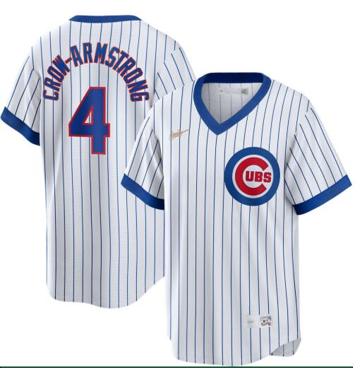 Men's Pete Crow-Armstrong Chicago Cubs #4 White 1968 Cooperstown Jersey by NIKE