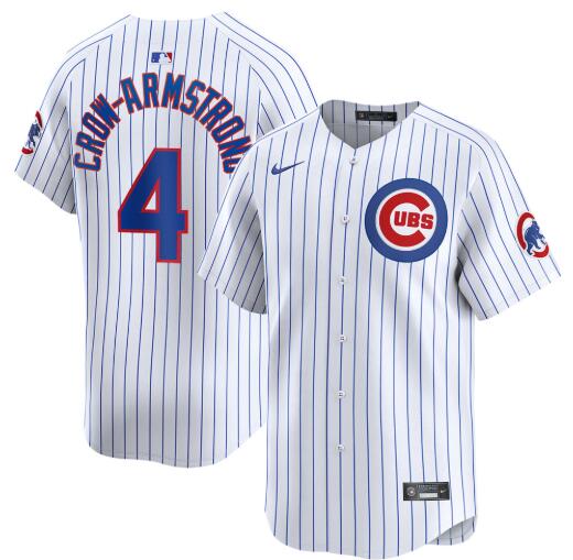 Men's Pete Crow-Armstrong Chicago Cubs #4 White Home Limited Jersey by NIKE