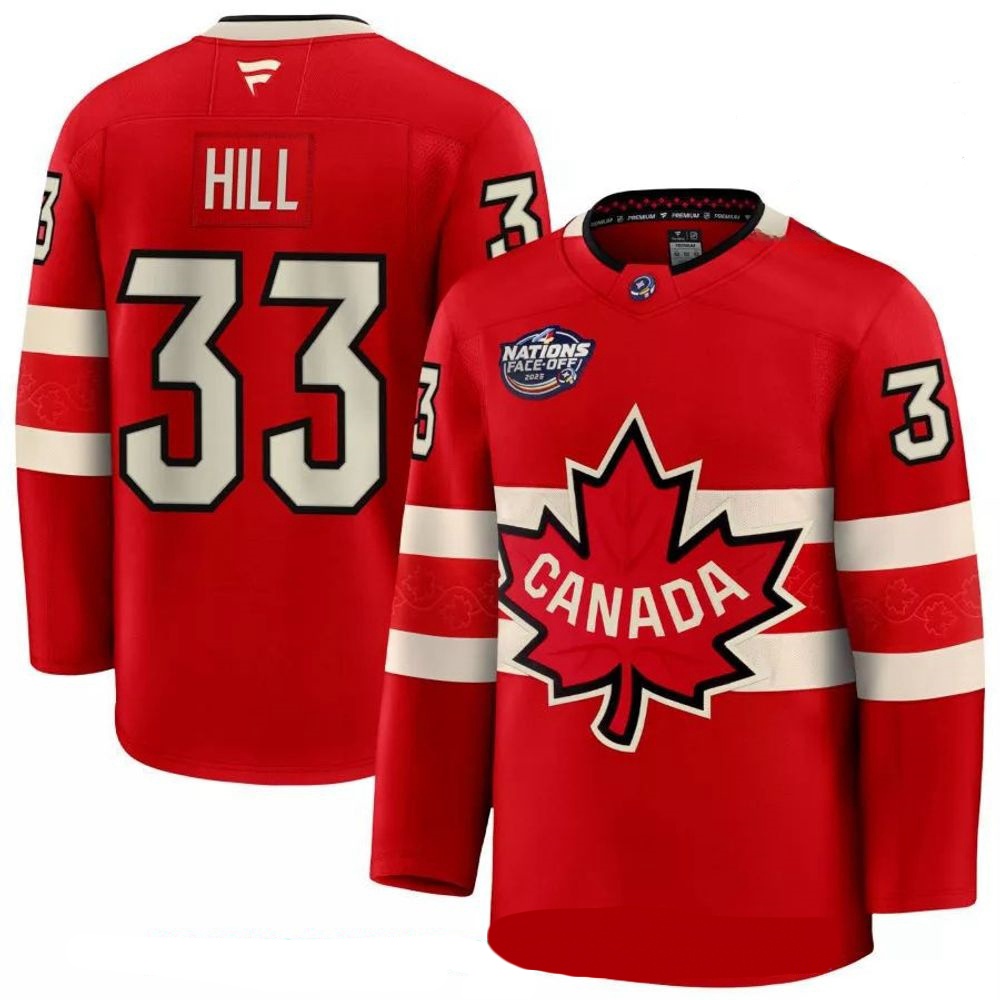 Men's Adin Hill #33 Canada Fanatics Red 2025 4 Nations Face-Off PremiumPlayer Jersey