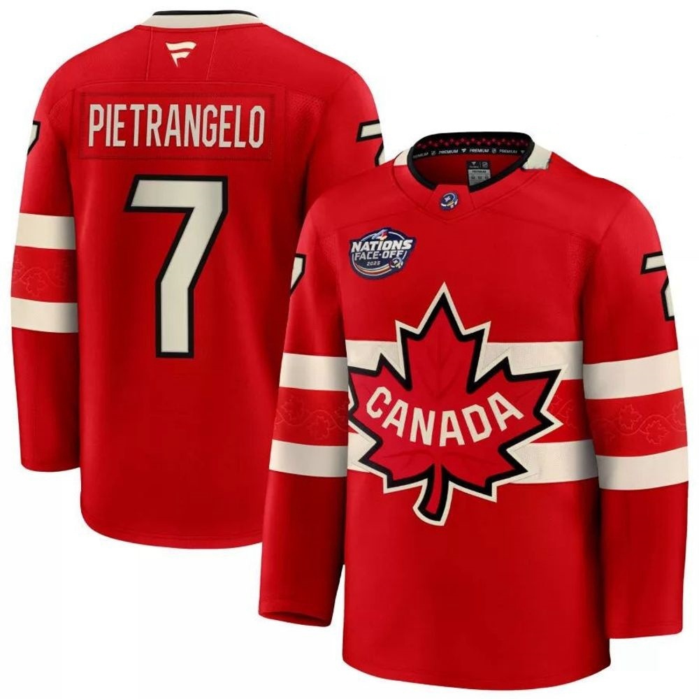 Men's Alex Pietrangelo #7 Canada Fanatics Red 2025 4 Nations Face-Off PremiumPlayer Jersey