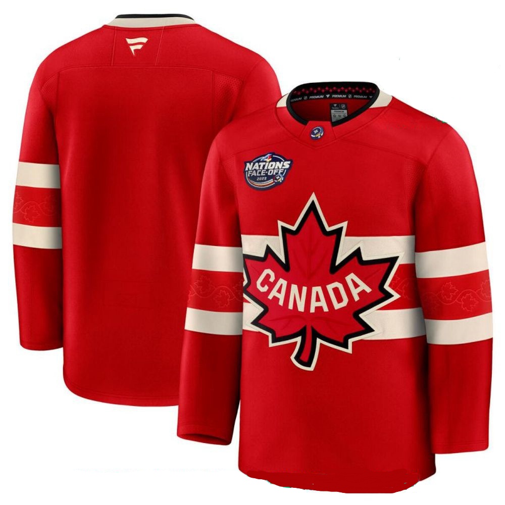 Men's Canada Team Blank Fanatics Red 2025 4 Nations Face-Off PremiumPlayer Jersey