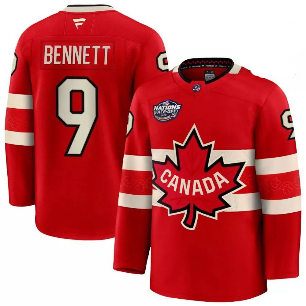 Men's Sam Bennett #9 Canada Fanatics Red 2025 4 Nations Face-Off PremiumPlayer Jersey