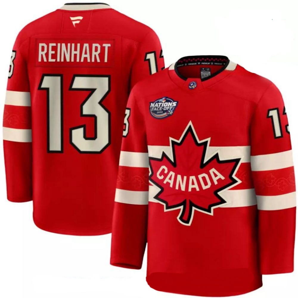 Men's Sam Reinhart #13 Canada Fanatics Red 2025 4 Nations Face-Off PremiumPlayer Jersey