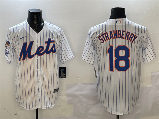 Men's New York Mets #18 Darryl Strawberry White 2025 Spring Training Cool Base Stitched Baseball Jersey