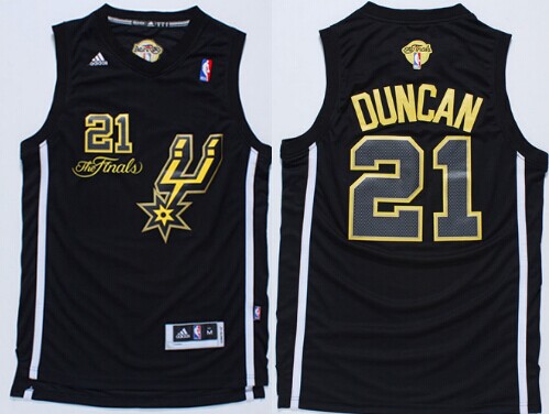 San Antonio Spurs #21 Tim Duncan Revolution 30 Swingman 2014 The Finals Black/Gold Jersey