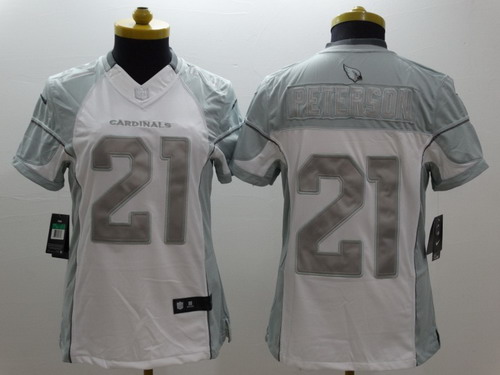 Nike Arizona Cardinals #21 Patrick Peterson Platinum White Limited Womens Jersey