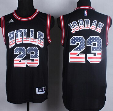 Chicago Bulls #23 Michael Jordan Revolution 30 Swingman 2014 USA Flag Fashion Black Jersey