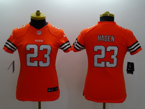 Nike Cleveland Browns #23 Joe Haden Orange Limited Womens Jersey