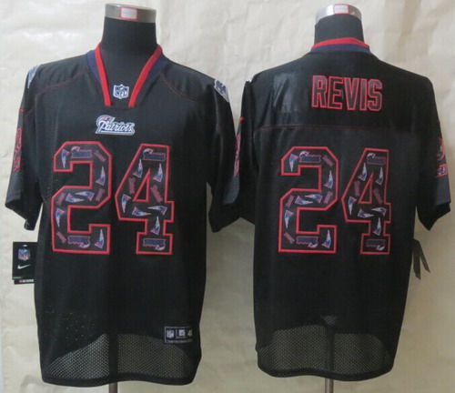 Nike New England Patriots #24 Darrelle Revis Lights Out Black Ornamented Elite Jersey