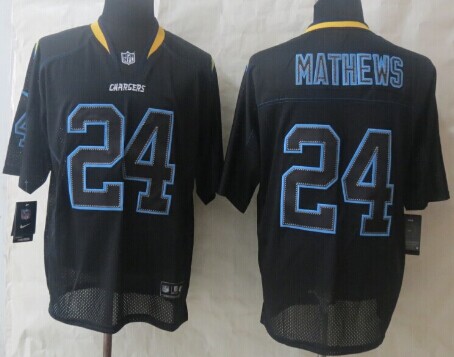 Nike San Diego Chargers #24 Ryan Mathews Lights Out Black Elite Jersey