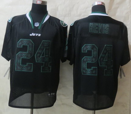 Nike New York Jets #24 Darrelle Revis Lights Out Black Ornamented Elite Jersey