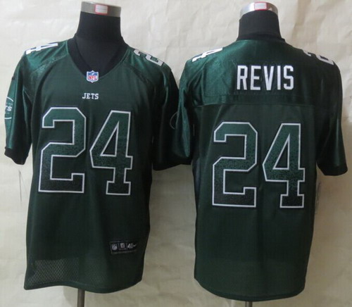 Nike New York Jets #24 Darrelle Revis Drift Fashion Green Elite Jersey