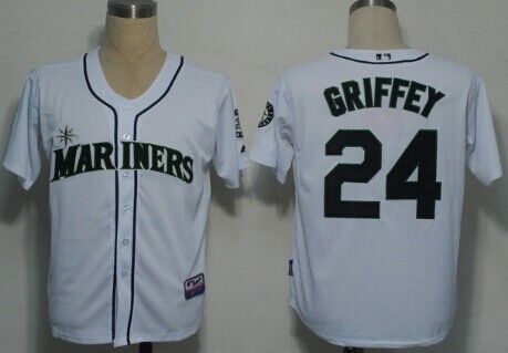 Seattle Mariners #24 Ken Griffey White Jersey