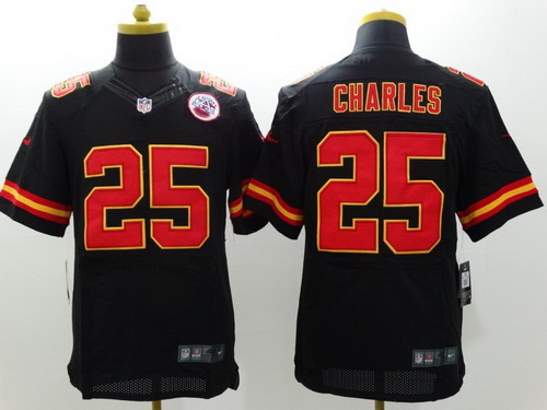 Nike Kansas City Chiefs #25 Jamaal Charles Black Elite Jersey