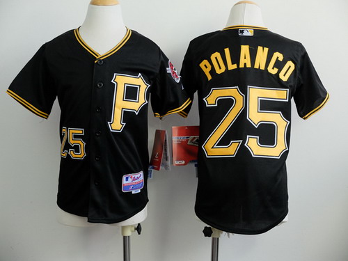 Pittsburgh Pirates #25 Gregory Polanco Black Kids Jersey