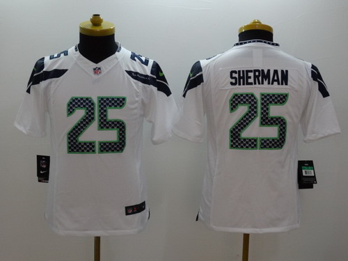 Nike Seattle Seahawks #25 Richard Sherman White Limited Kids Jersey