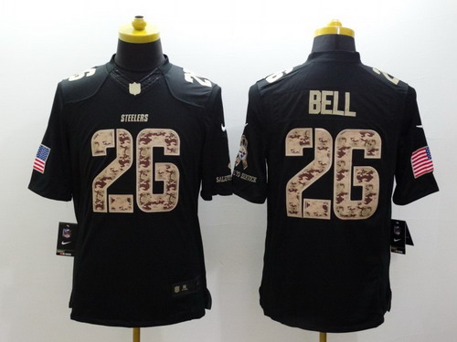 Nike Pittsburgh Steelers #26 LeVeon Bell Salute to Service Black Limited Jersey