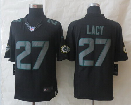 Nike Green Bay Packers #27 Eddie Lacy Black Impact Limited Jersey