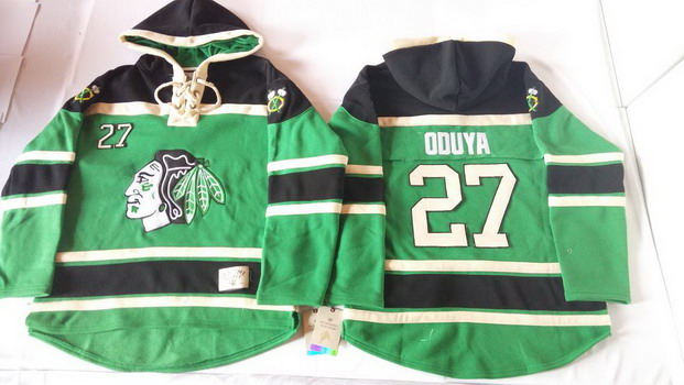 Old Time Hockey Chicago Blackhawks #27 Johnny Oduya Green Hoodie