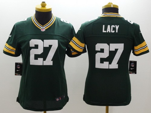 Nike Green Bay Packers #27 Eddie Lacy Green Limited Womens Jersey