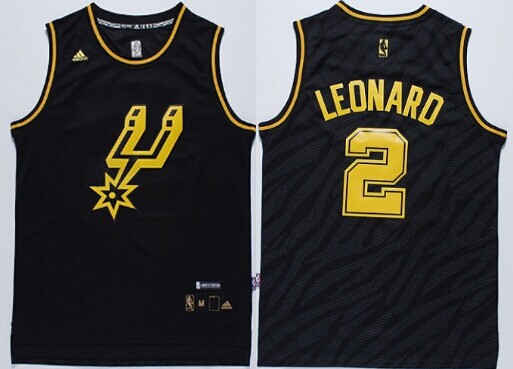 San Antonio Spurs #2 Kawhi Leonard Revolution 30 Swingman 2014 Black With Gold Jersey