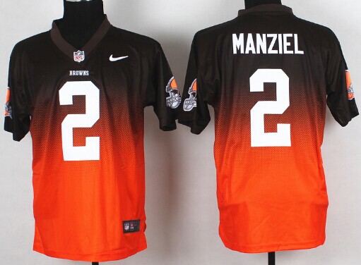 Nike Cleveland Browns #2 Johnny Manziel Brown/Orange Fadeaway Elite Jersey 